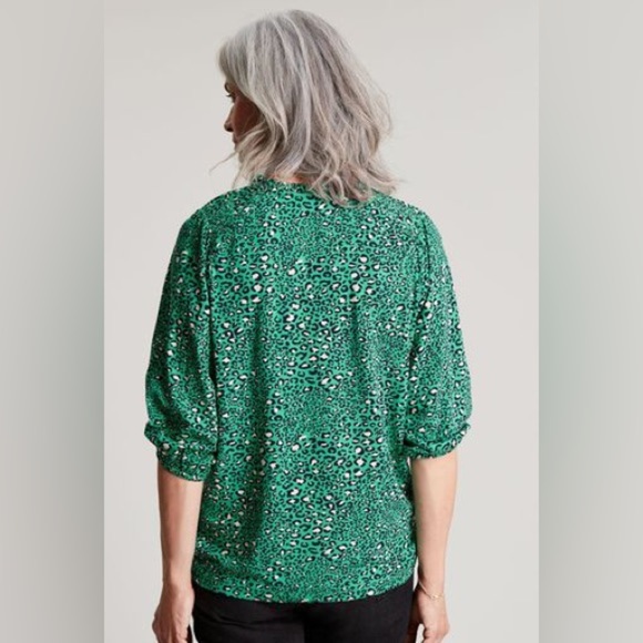 JOULES Green Cecily Shirred Shoulder Blouse - Picture 2 of 10